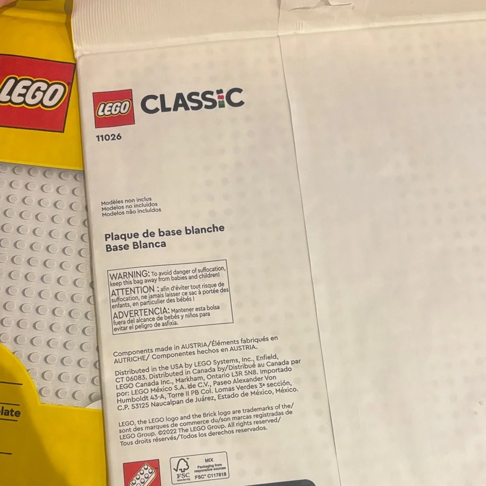 Set of 4 LEGO Classic White Building Bases 11026